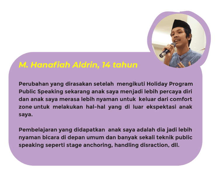 Testimoni program Holiday Program oleh M. Hanafiah Aldrin